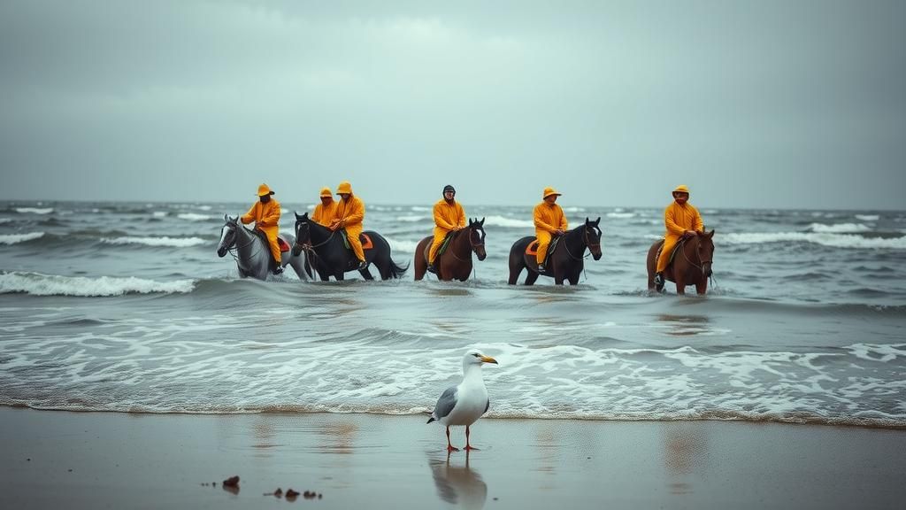 Horseback Fishing in Choppy Waters: A Documentary Scene