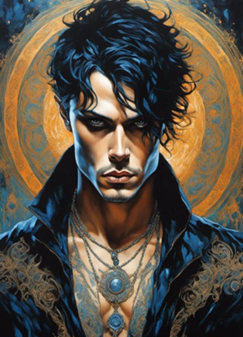 Sorcerer Portrait with Embroidered Robe in 8k