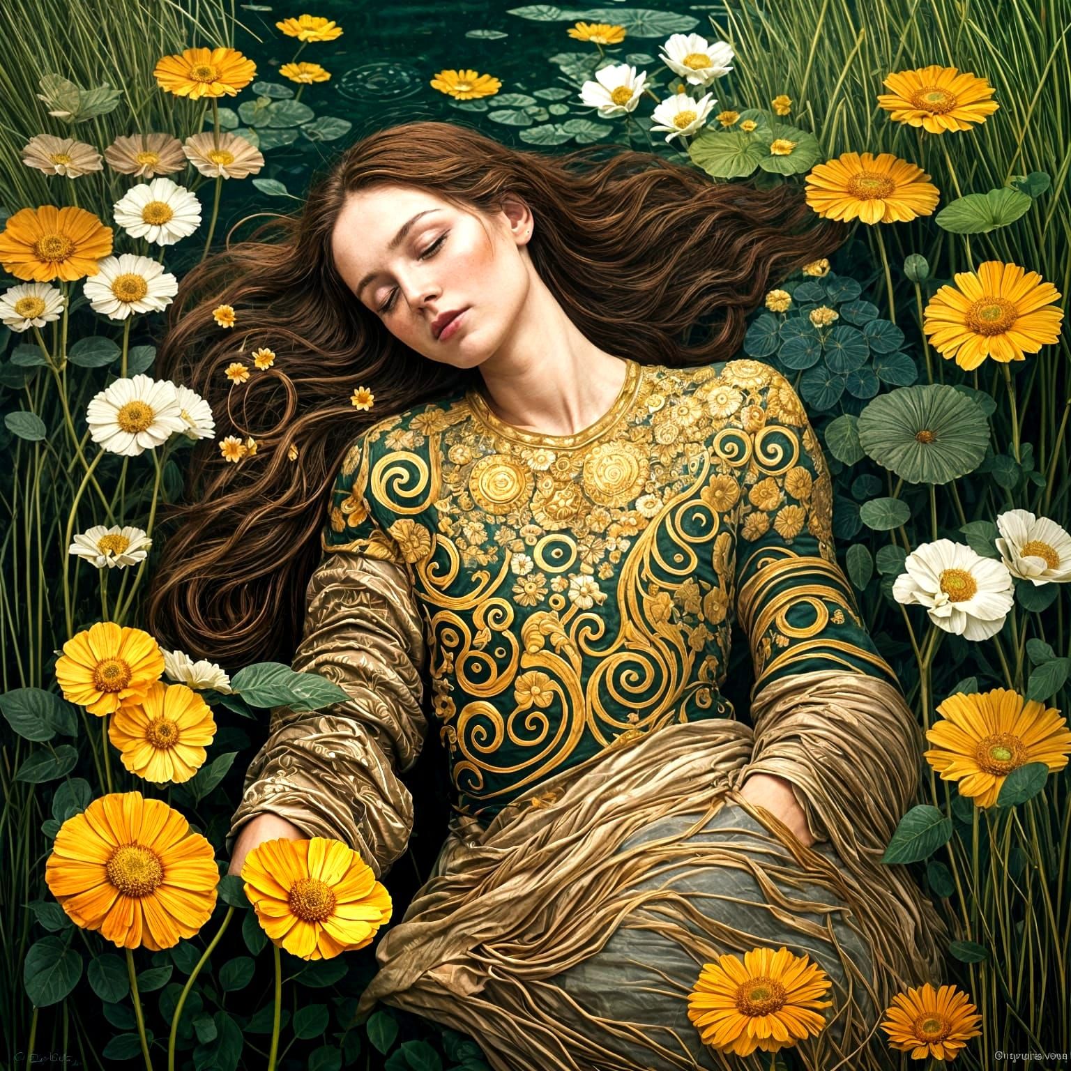 Lady in a Serene River Landscape