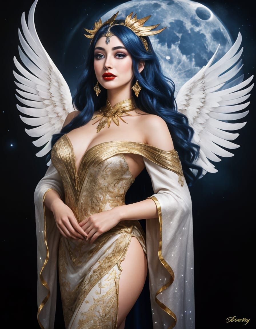 Ethereal Goddess in Moonlit Splendor