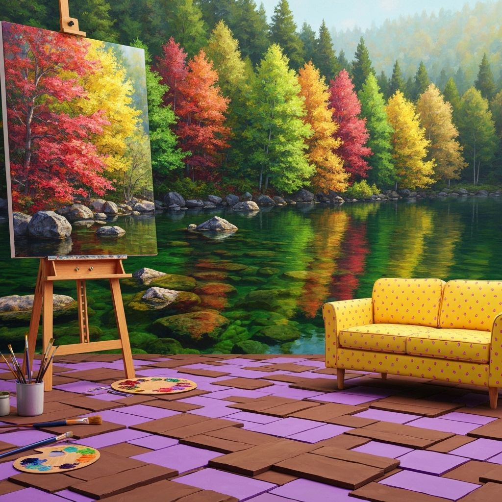 Vibrant Nature Meets Surreal Studio Oil Painting