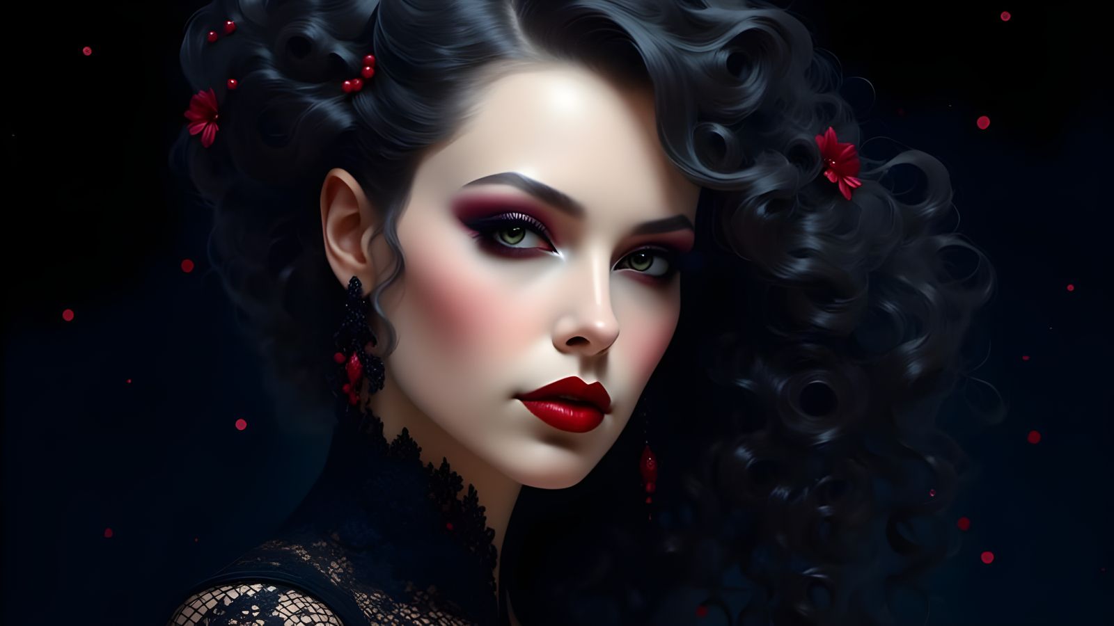 Gothic Goddess in Luxurious Black and White