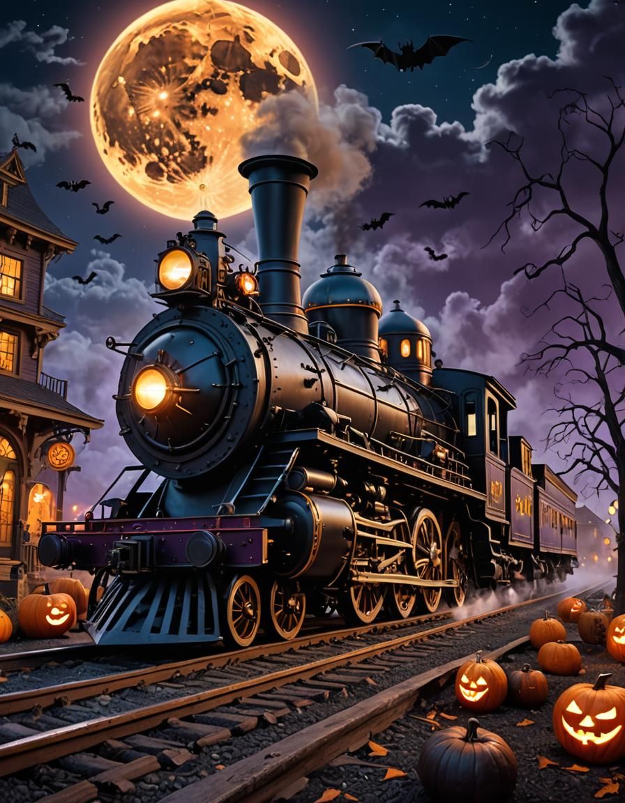 Ghost Train and Skeleton Hot Rods in Digital Art