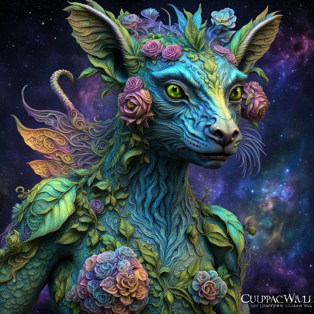 Sci-Fi Chupacabra in Fairycore Ashcan Style