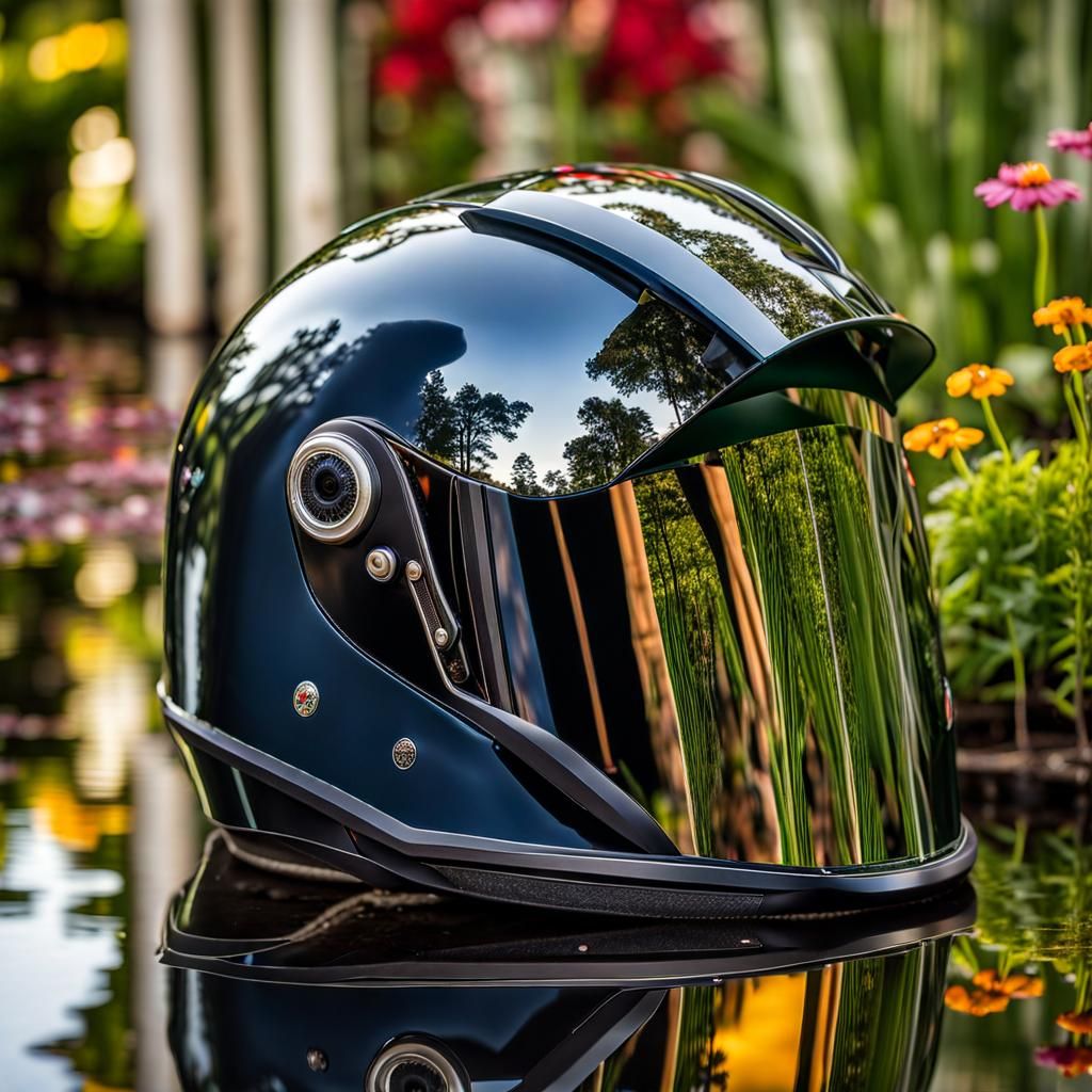 Helmet Reflecting Garden, Hyperrealistic Art Photography