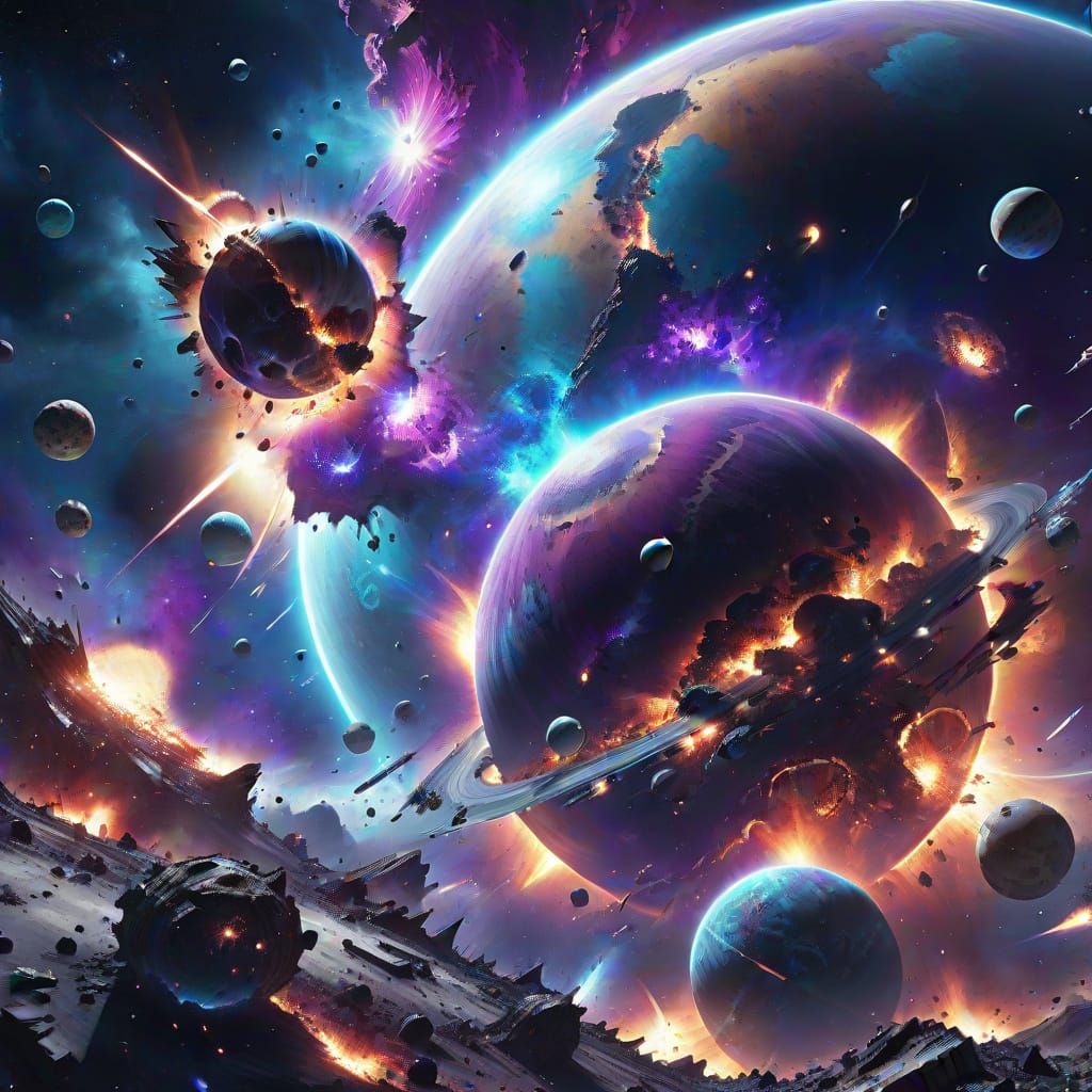 Cosmic Horror: Planets Colliding in Space