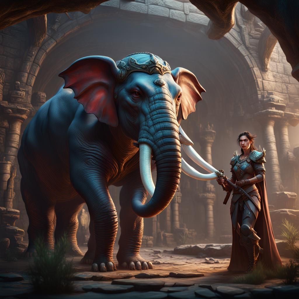Female Loxodon in Dungeons and Dragons