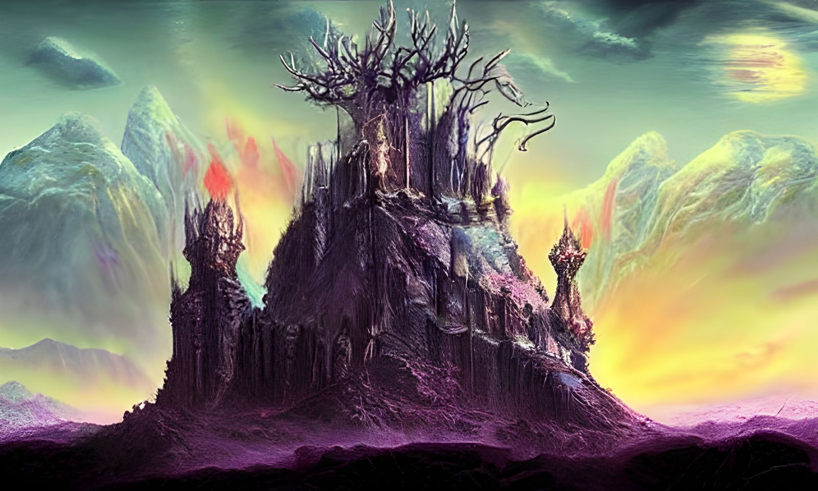 Evil King in Desolate Fantasycore Vaporwave Art