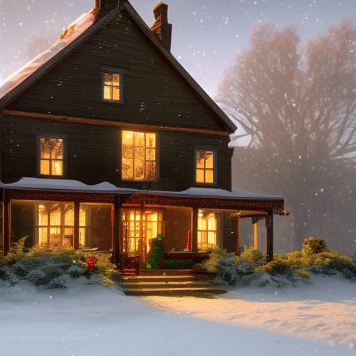 Connecticut farmhouse at Christmas
