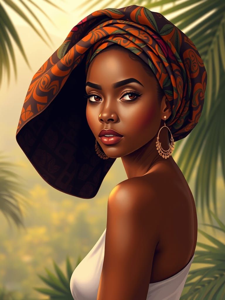 Elegant Bajan Goddess Shines in Warm Golden Light
