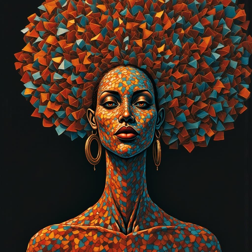Surreal Portrait of a Black Woman with Elongated Neck
