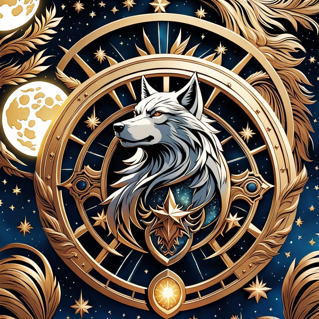 Fantasy Wolf Under Starry Full Moon, Comic Art