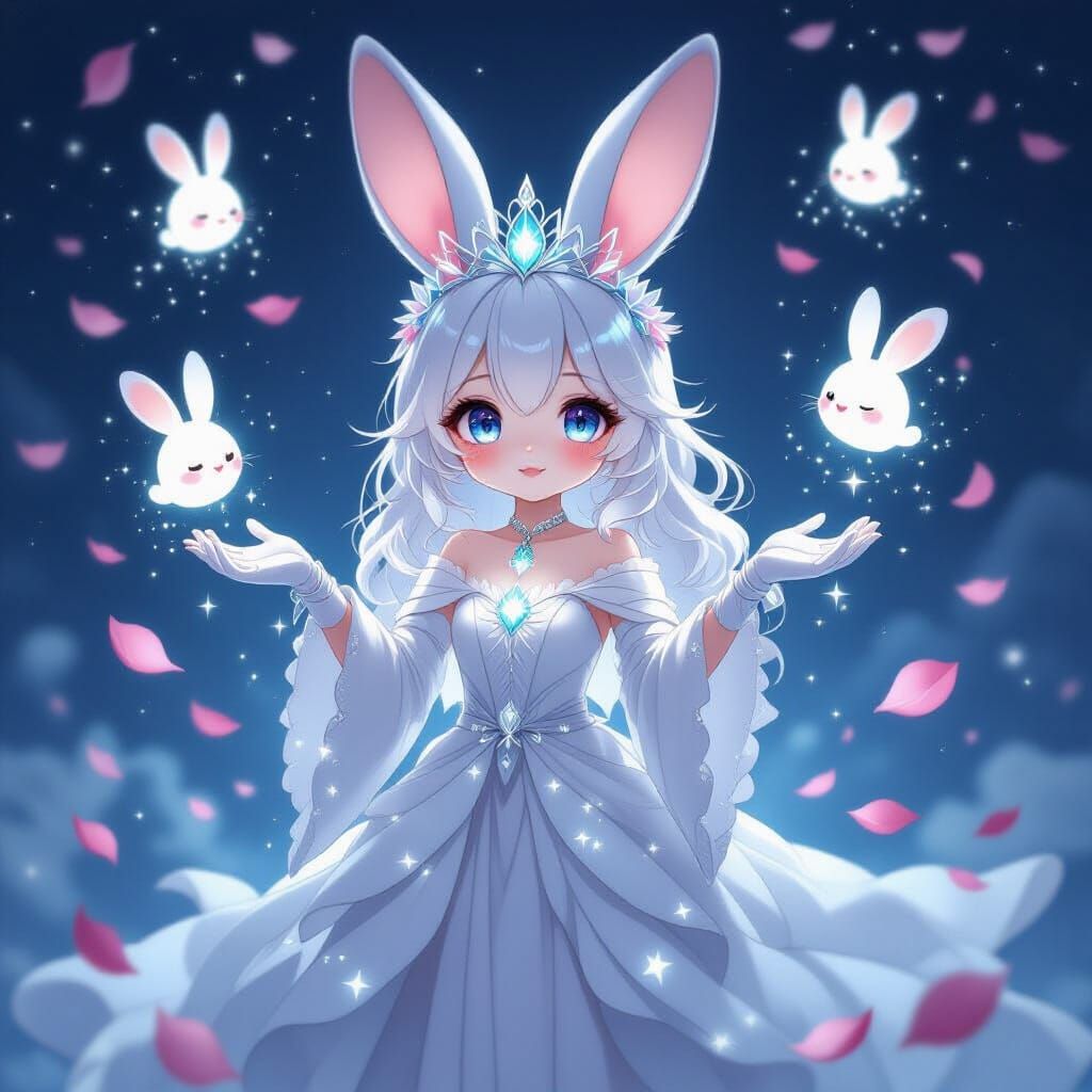 Moonpetal Bunny Guardian in Fantasy Illustration Style