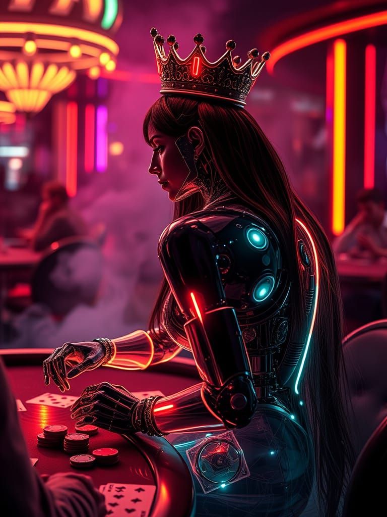 A Queen of hearts in Cyberpunk Casino