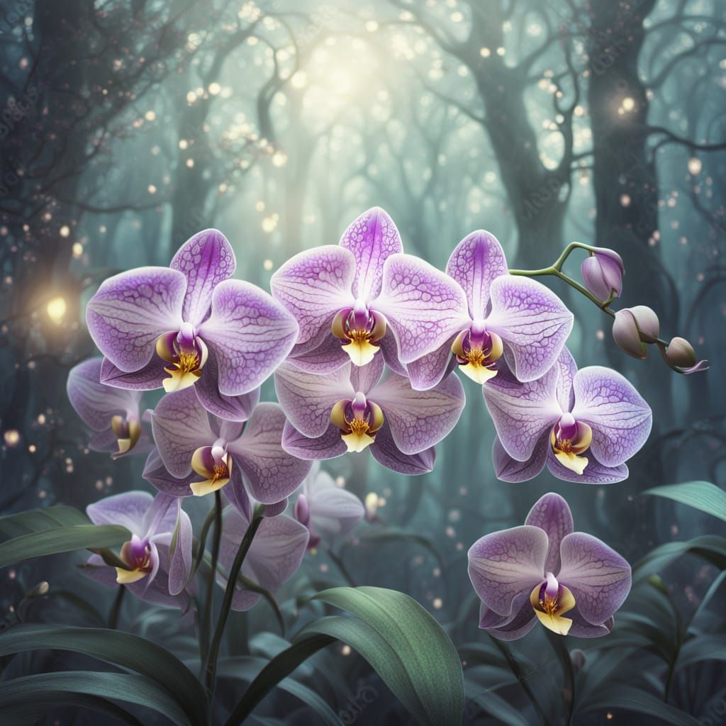 Mystical Orchid in Dreamlike Digital Art