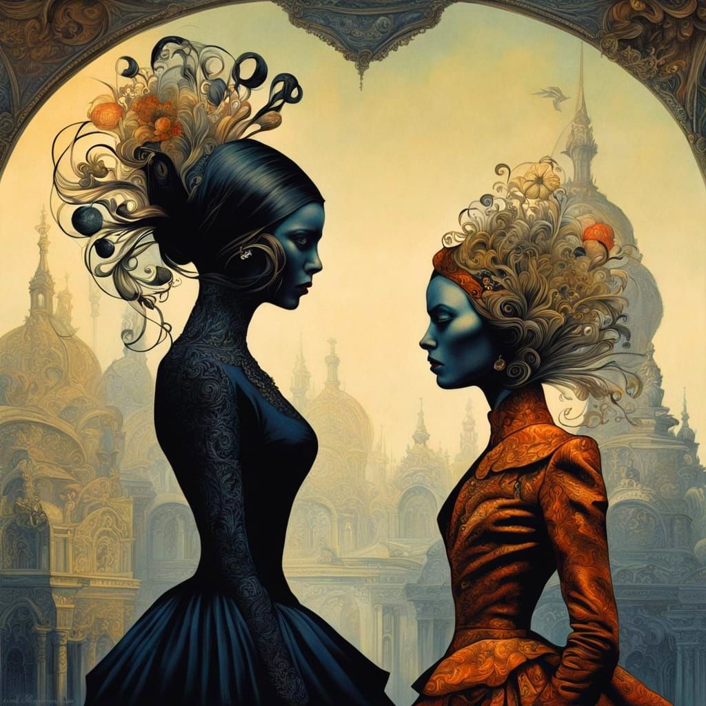 Elegant Feminine Silhouettes in a Fantastic Surreal Style