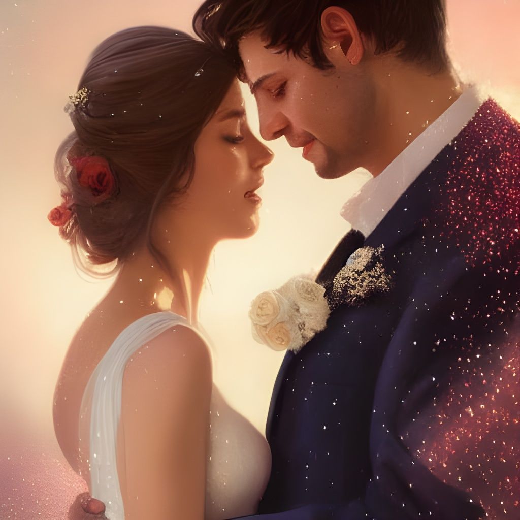 Romantic Wedding Day Portrait in Art Nouveau Style