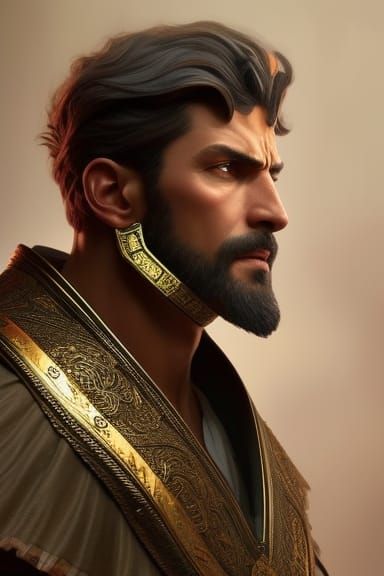 Handsome Roman Man Portrait in Dynamic Lighting