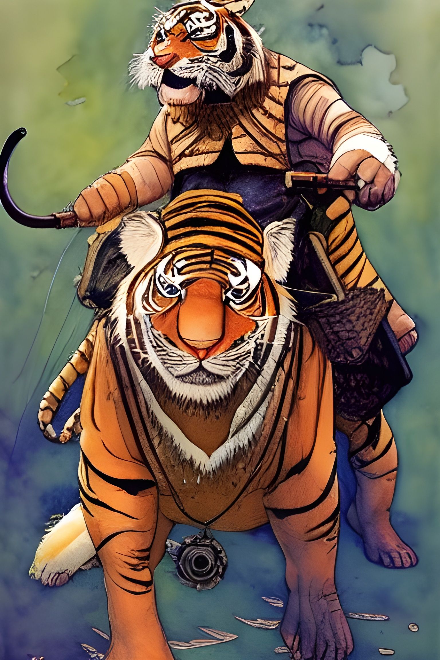 Danny DeVito Rides a Tiger: Watercolor Concept Art