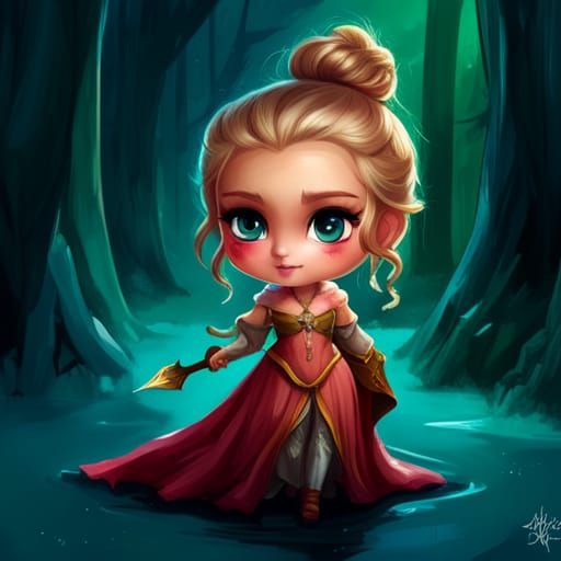 Adorable Chibi Khaleesi Portrait in Splash Art Style