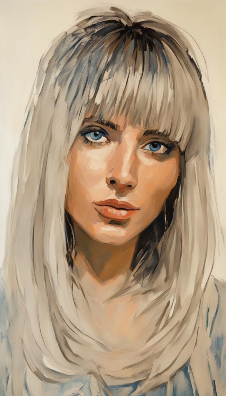 Young Woman Portrait in Picasso Blue Period Style