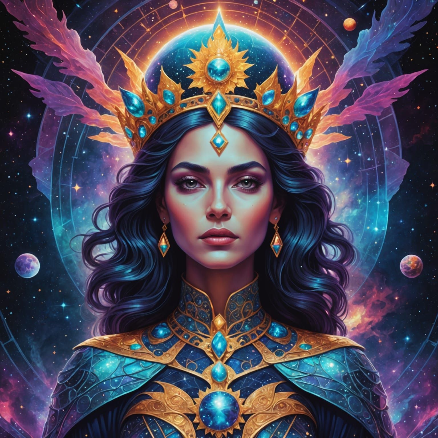 Queen of the Universe: Cosmic Holographic Illustration