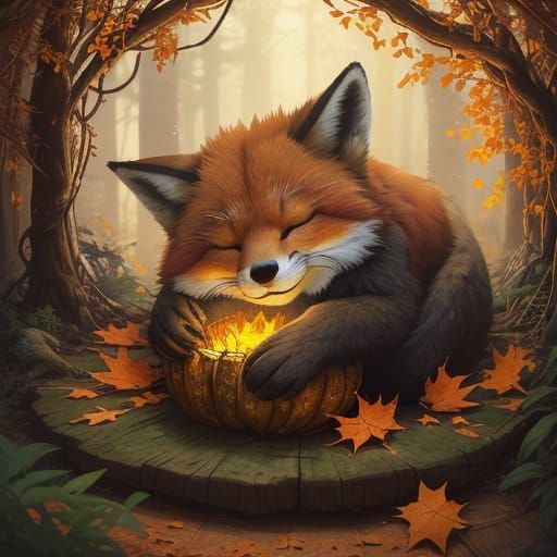 Cozy Fox in Vibrant Fall Den