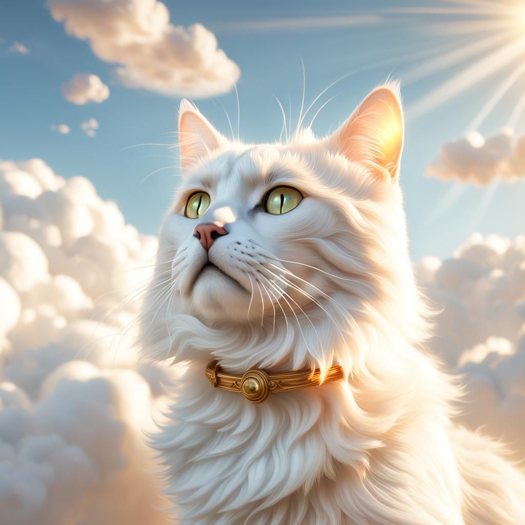 Divine Cat in Heavenly Sunshine: Art Deco Style