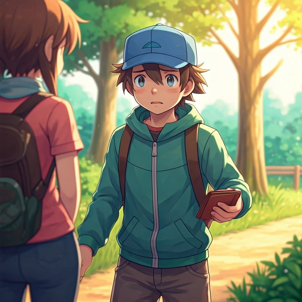 Pokémon Trainer Returns Wallet in Whimsical Anime Style
