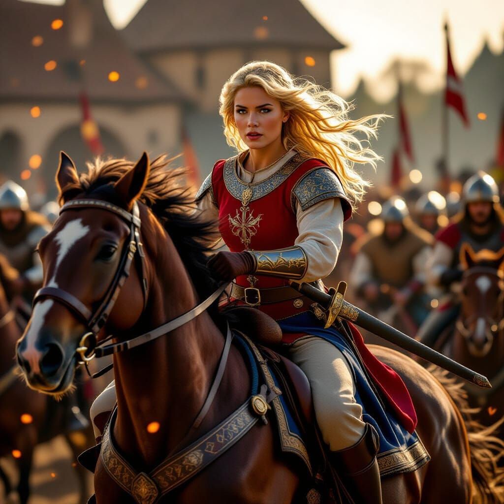 Warrior Woman Charges into Battle on Horseback