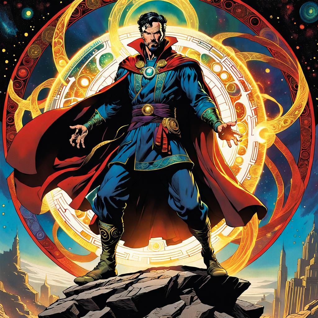 Superhero Surrounded by Magical Energy in Comic Art Style