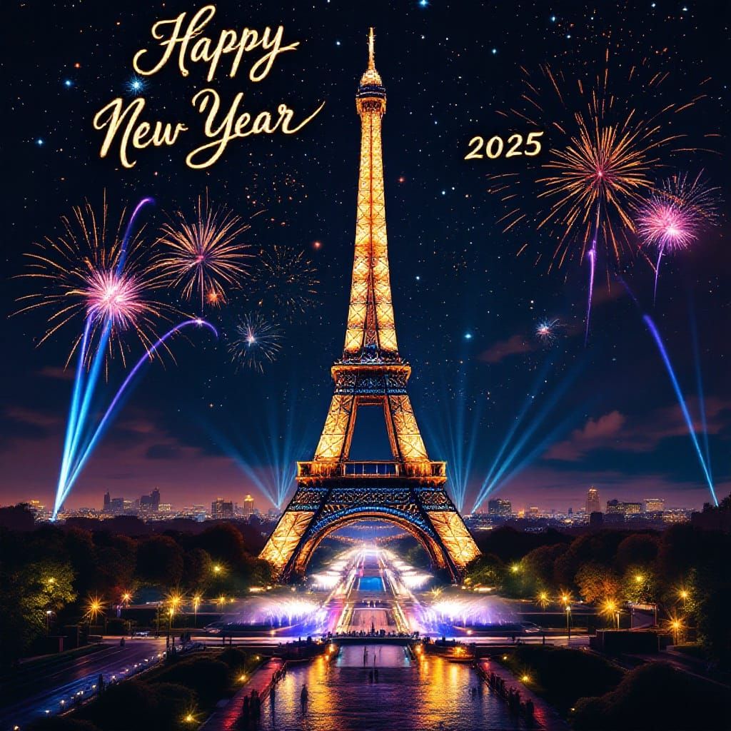 Eiffel Tower New Year Celebration in Paris