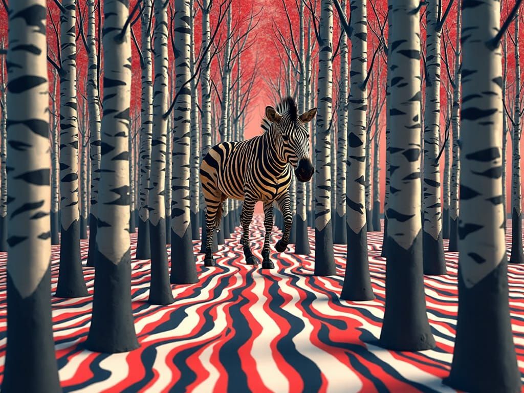 Zebra Vanishes into Vibrant Forest