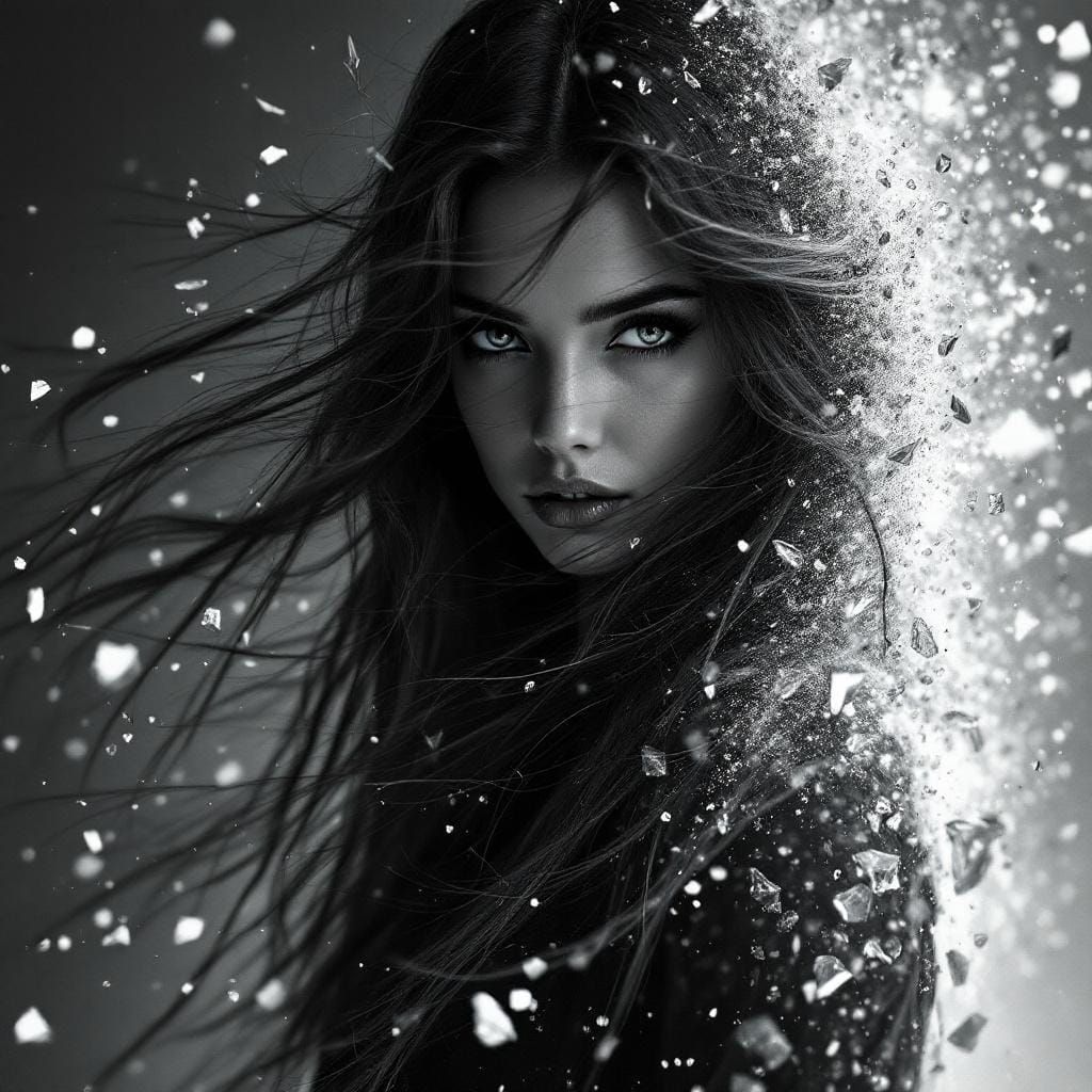 Crystalline Woman Portrait in Flux Style