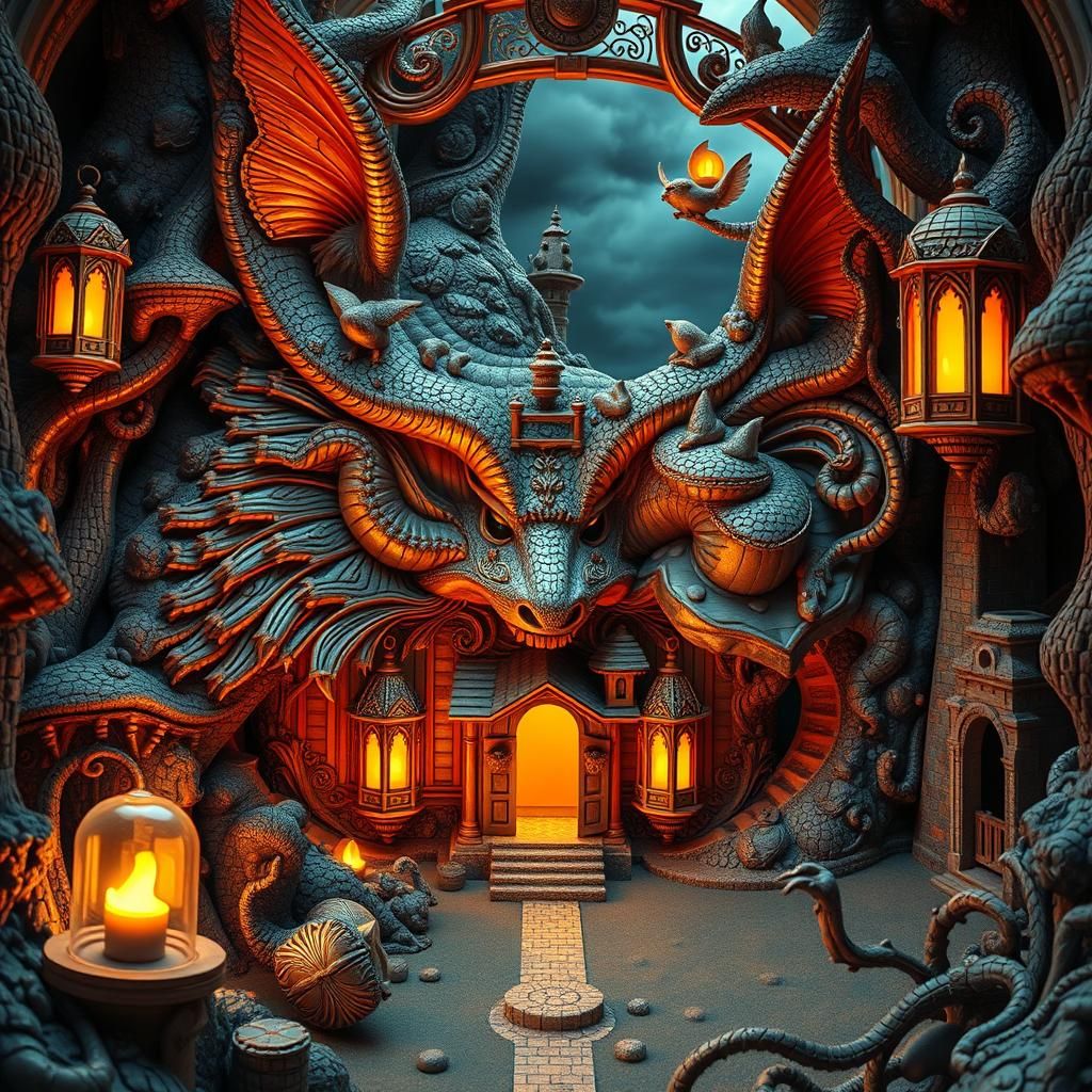 Surreal Pop-Up Book Scene in Hyperrealistic Style