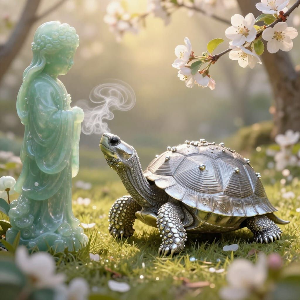 Jeweled Tortoise Emerges in Golden Hour Light