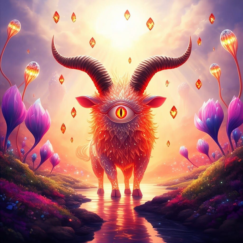 Translucent One-Eyed Beast in Dreamy Fantasy Land