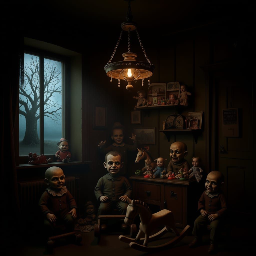 Creepy Clown Dolls Haunt Realistic Dollhouse