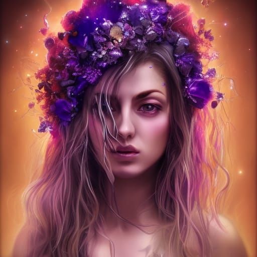 Crystalline Woman Portrait in Hyperdetailed Style