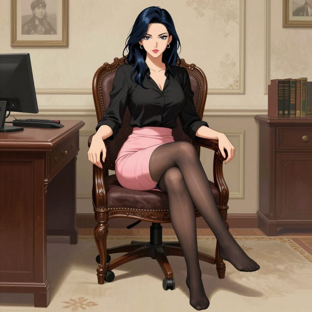 Victorian Office Woman Portrait in Manga Style