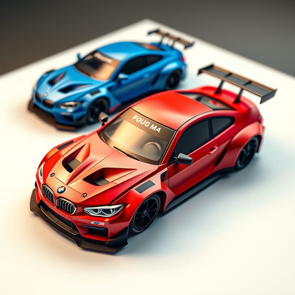 Vibrant BMW M4 GT3 and M Hybrid V8 Race Cars in Delicate Ori...