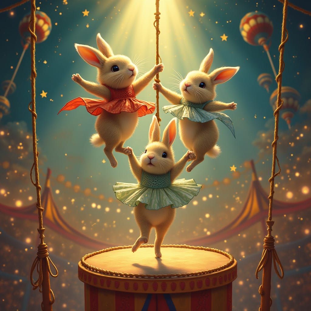 Surreal Bunnies Dazzle Under Starry Big Top