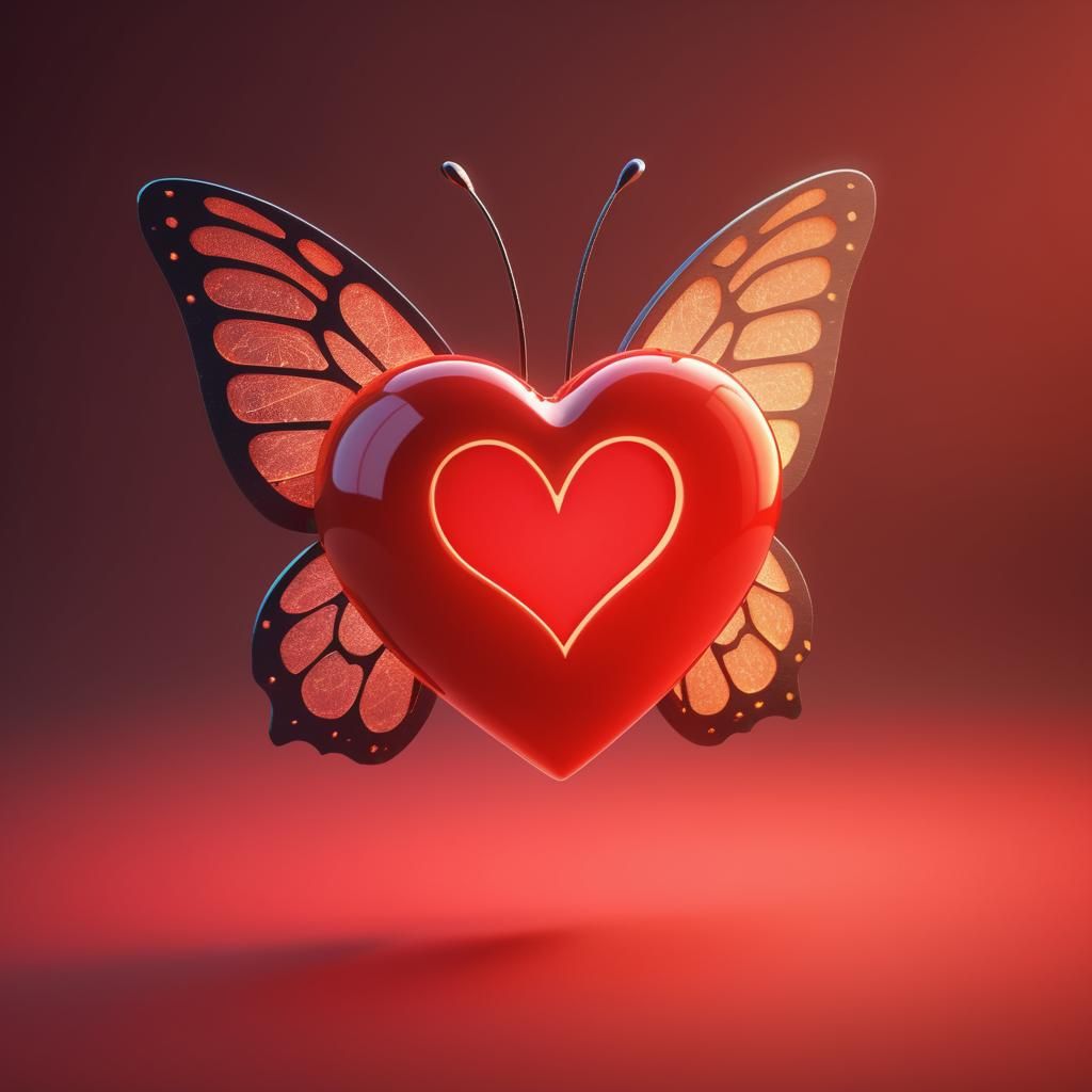 CGI Character Holding Heart with Butterfly Wings