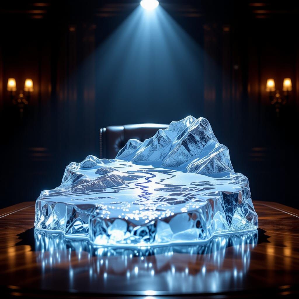 Ice Sculpture Map of Israel on Desk, Hyperrealistic Digital ...