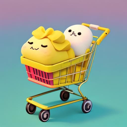 Baby Block with Shopping Cart in Pastel Colors