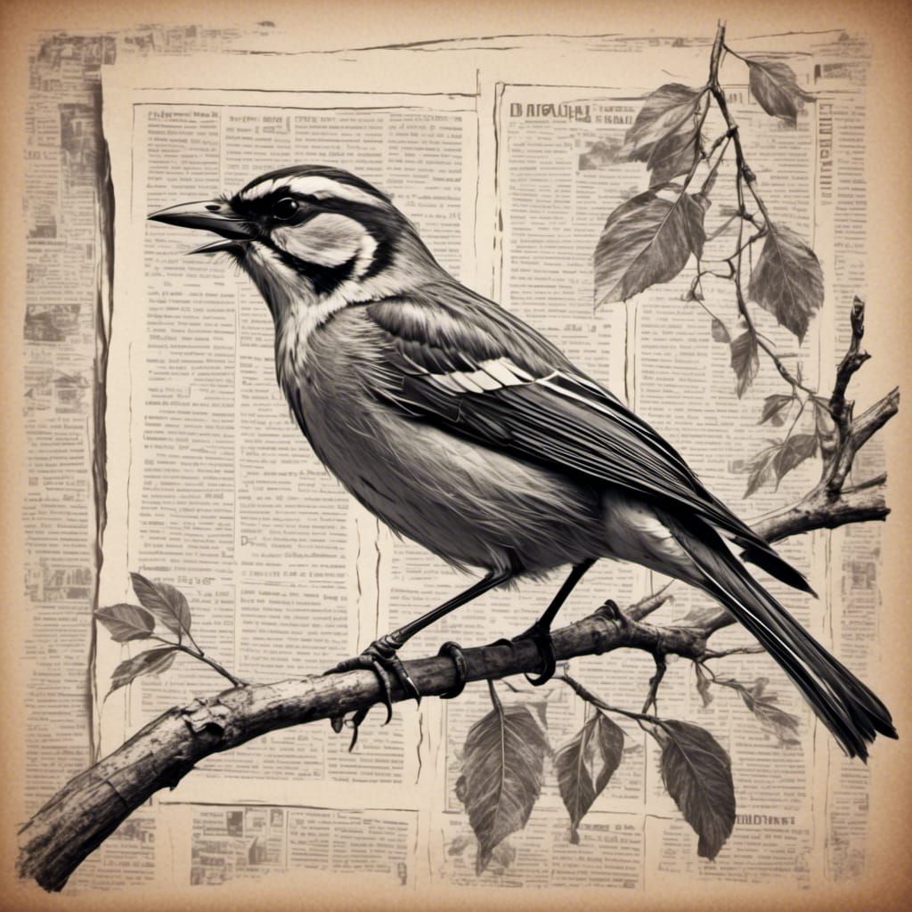 Bird Singing on Branch in Early Morning Light