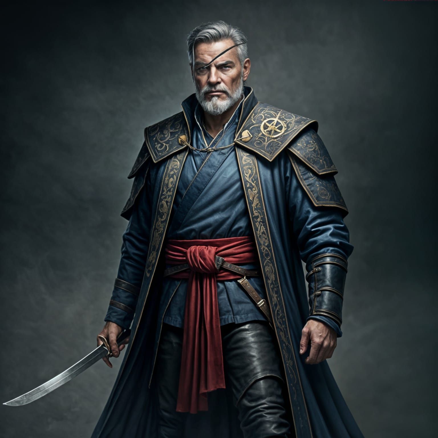 Distinguished Military Officer in Eastern-Western Attire