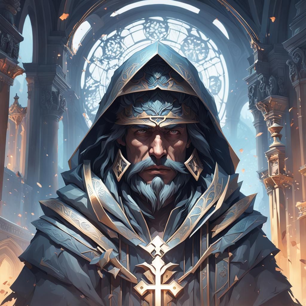 Penitente Portrait in Hyperdetailed Art Nouveau Style