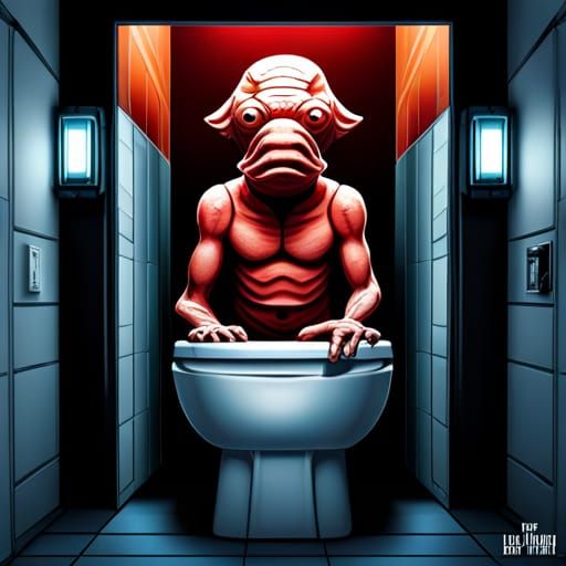 Admiral Ackbar on Toilet: Detailed Fantasy Art