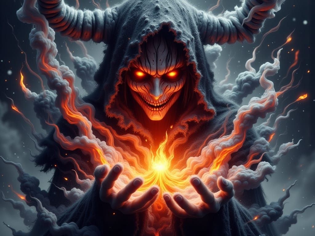 Fiery Mage Demonstrates Magic in Painterly Manga Style